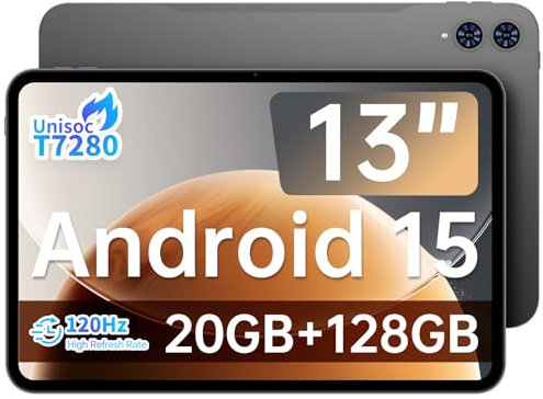 TECLAST Tablet 13.4 Inch, T65 Android 16 Tablet, 20GB RAM 128GB ROM(TF 1TB), 8000mAh, 2.4G/5G WiFi,1920x1200 IPS, Quad-Core Large Tablets, 5+13MP, BT5.0 - Metal