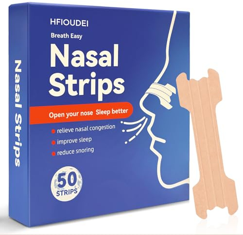 Nasal Strips for Men & Women, 50pcs Extra Strength Secure Fit Strips for Relieves Nasal Congestion, Nasal Breathing Improvement for Better Night Sleep Quality