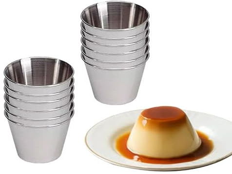 ARBUTUS 12 Flaneras Individuales de Acero Inoxidable,Molde para Flan Individuales,Molde para horno ideal para flanes, magdalenas, panacota, gelatina,Repostería,Salsas Ø7cm/Ø8cm/Ø9cm/Ø10cm. (8cm)