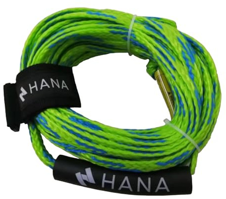 HANA Corde de Traction Bouée Tractée – Modèle 1-2P (1077kg) ou 3-4P (1882kg) – Polypropylène 16 Brins Flottant – Longueur 15,2m – Haute Visibilité Vert Fluo – Résistance UV et Anti-Enroulement