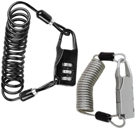 EXAOMBLE Antivol de Casque Moto en Câble D'acier 2 Pièces Verrouillage Sécurisé et Fixation Stable pour Protection Fiable en Extérieur