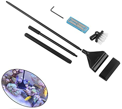 QANVEE Aluminum Magnesium Alloy Algae Scraper Cleaner Brush with 10 Stainless Steel Blade for Aquarium Fish Reef Plant Glass Tank 26-Inch
