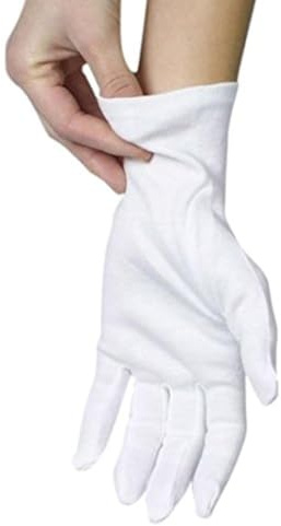 ANSMIO Cotton Gloves - 3 Pairs White, Moisturizing Night Gloves for Dry Hands, Size L