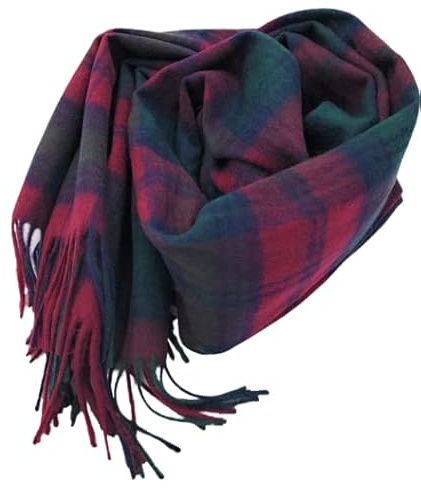 Clans of Scotland Ladies Scottish Luxury Traditional 100% Pure Edinburgh Lambswool Stole/Shawl In Various Tartan colours (Lindsay), One Size