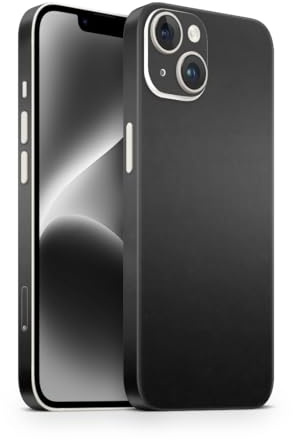Skin compatible avec iPhone 13, film de protection pour l'arrière et les côtés au look élégant, avec protection de l'appareil photo contre les rayures (noir mat)