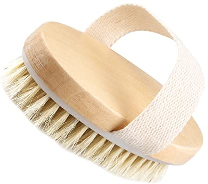 FRCOLOR Medium Stiffness Natural Bristle Bath Brush Wooden Handleless Body Spa Brush Hand Band for Dead Skin Removal and Function