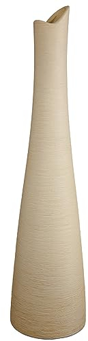 GILDE Deko Vase XL - große Halsvase aus Keramik - für einzelne Blüten Gräser - Dekoration Weihnachten Geschenk Geburtstag Hochzeit - Farbe: Creme Höhe 41 cm
