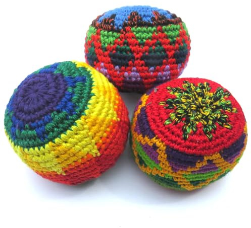 Siesta Footbag de Ganchillo – Bola de Malabarismo y Patada – Colores Surtidos (Juego de 3)