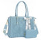 MOSISO Laptop Bag for Women, 17-17.3 inch PU Leather Tote Bag Compatible with MacBook, HP, Dell, Asus Notebook, Front Embossed Retro Hibiscus Computer Bag with Silk Scarf&Clutch Purse, Air Blue
