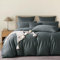 YASMENG Mako Satin Bettwäsche 135 x 200 Dunkelgrau 100% Baumwolle Satin Glänzend Bettbezug Set Weich Seidig Atmungsaktiv Lyocell Seide Bettwäsche 2teilig mit Reißverschluss und 80x80 cm Kissenbezug