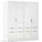 Rauch Möbel Aberdeen, Drehtürenschrank, Kleiderschrank, Schrank, Garderobe, 4-türig, 8 Schubladen, Farbe Weiß/Hochglanz weiß, Griffe Grau metallic, 181x197x54cm