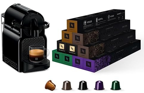 Nespresso Machine à café Inissia noir Delonghi Original - Bundle Top Sélection Ispirazione 100 Capsules