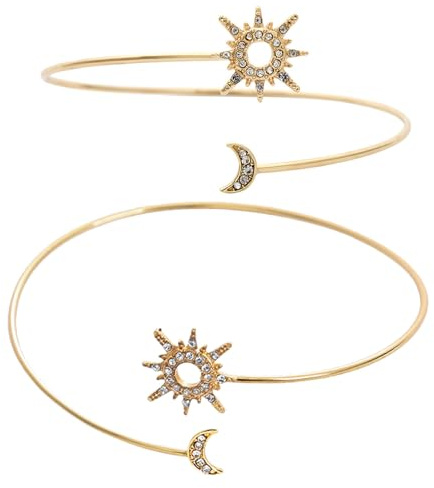 Artibetter Bracciali da Braccio Design Sole per Donna in Lega Oro 2 Pezzi Accessori Moda Regolabili, Eleganti e Semplici per Viaggio e Festa