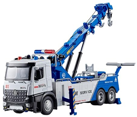 JWQFBC Modello di Gru Giocattolo Pressofuso, Regalo per Le Vacanze, Camion da Costruzione in Miniatura Realistico, Carro Attrezzi con Luci E Suoni
