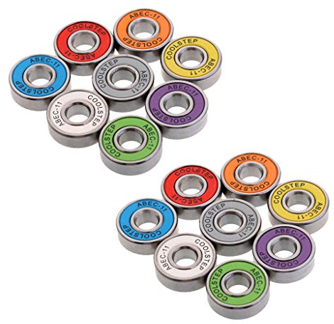 Inzopo Lot de 16pcs ABEC 11 Roulement à Bille 22mm pour Skateboard Scooter Longboard Roller en Ligne Roulements Inline Speed Bearings