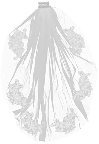 FRCOLOR Hochzeit Braut Schleier Weißen Schleier Kamm Stirnband Einzigen Kurzen Braut Strass Schleier Spitze Appliques Perlen Kopf Schleier