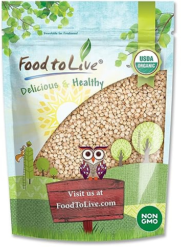 Food to Live Organic Italian White Whole Grain Sorghum, 3 Pounds – Non-GMO White Groats. Raw Milo Seeds. Vegan, Bulk Broom-corn. Durra is Great for Making Flour and Popped Jowar Dhani