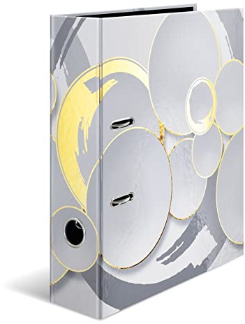 HERMA Ordner A4 Weiß Gold, 7 cm breit, Kinder Ringordner mit Edel Muster, bunter Aktenordner mit glänzender Veredelung für Jungen und Mädchen