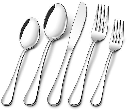 60 Piece Silverware Set for 12, Stainless Steel Flatware Set Tableware Set Inculde Forks Knives Spoons, Mirror Polished Cutlery Set for Home Kitchen and Restaurant Party, Dishwasher Safe