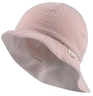 Sterntaler Wende Sonnenhut Uni – Sonnenhut aus weichem Bio-Baumwoll-Musselin, beidseitig tragbar, atmungsaktiv, pflegeleicht, mit UV-Schutz 50+ – Samtrosa, Größe 39