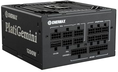 ENERMAX PlatiGemini ATX 3.1 och ATX12VO Hybridströmförsörjning 1200 W 80PLUS Platinum (helt modulär, 12V-2x6, 60% semi-fläktlös) inkl. WireView GPU; EGN1200P