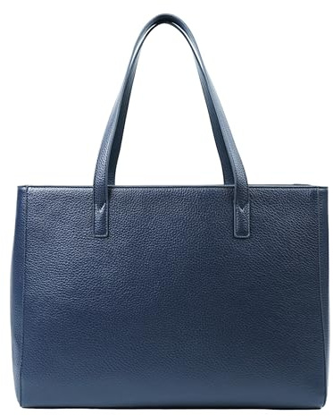 Tommy & Kate GLORIA Spacious Tote Bag for Women Shoulder Laptop Tote Bag Large PU Leather Ladies for Work School Business with Zipped Compartment and Inner Pocket (Navy)