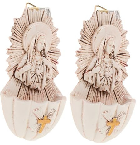 Garneck Bénitier En Résine 6 5 X 4 X 12 Cm Décoration Murale Pour Maison Ou Église Lot De 2 Pièces