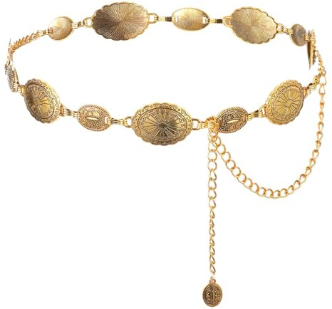 Ferizzia Ceinture Femme en Métal, Ceintures en Chaîne Bohème pour Femme, Chaîne Ventrale Réglable, Ceinture de Taille en Métal Réglable Tendance, pour Robes, Jeans et Cowgirl