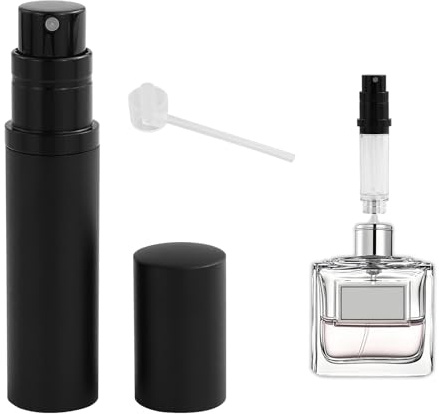 SAMANTHAHALLLTD 1 nebulizzatore da 5 ml con testina spray Split, colore nero, piccolo nebulizzatore per profumo, da viaggio, mini flacone spray portatile, nebulizzatore tascabile da viaggio