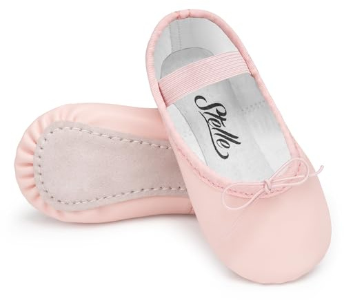 Stelle Ballet Shoes for Girls Toddler Dance Slippers PU Leather Boys Ballerina Shoes for Toddler/Little Kid/Big Kid/Women(Ballet Pink,9MT)