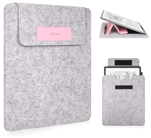 RSAquar Custodia in Feltro per Kindle Scribe 11 (2025) – Borsa Leggera con Supporto in Pelle PU, Custodia Protettiva con Chiusura a Strappo per Lettura, Lavoro e Viaggi – Rosa