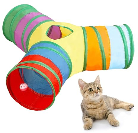 Tunnel Per Gatti,Giocattolo Interattivo Per Gatti A 3 Vie Da Interno - Labirinto Tunnel Interattivo Per Gattini - Per Arricchimento, Esercizio, Esterno, Casa, Prato, Per Cuccioli E Conigli
