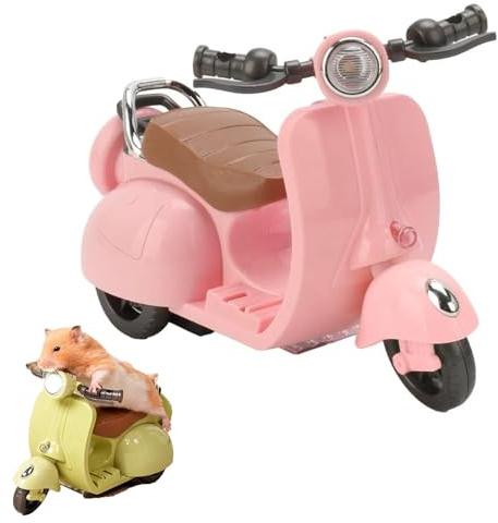 Scooter Toy with Light and Music,Mini Electric Doll Scooter Vehicles Toy Available Funny Doll Accessory,Rotate 360° Cute Plastic Ornaments,Interactive Decor Desktop Ornaments(Pink)