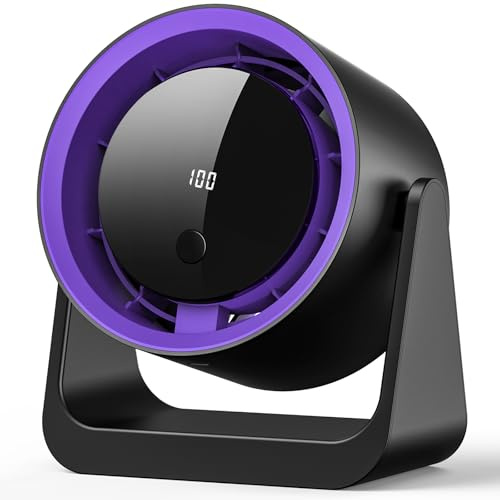 Fashioz Ventola da Tavolo, Ventilatore Usb del Vento 5 Livelli, Testa Girevole a 180° Ventola di Raffreddamento, Ventilatore Scrivania Silenzioso per Scrivania, Ufficio, Casa (Viola Nerastro)