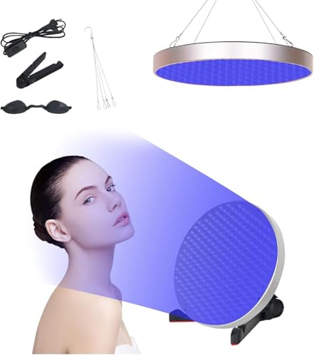 Solarium pour la maison, lampe de bronzage portable 50 W avec lunettes de solarium, lampe de bronzage avec 250 LED 460 NM, support réglable pliable, lampe solaire pour le corps et le visage (argent)