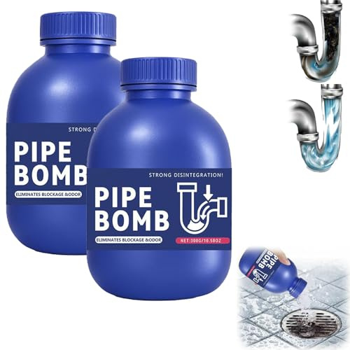 Bomba detergente per tubi, 300 g, pulitore per tubi, estremamente forte, potente pulitore di scarico per lavandino e scarico, forte escavatore per tubi, pulizia professionale per esterni, cucina (blu