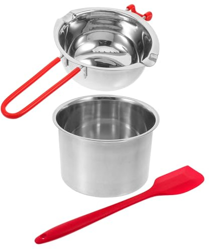 VALICLUD Set Pentole Bagnomaria Doppia in Acciaio Inox 600ml Spatola, Scaldaburro e Sciogli Cioccolato, Adatto per Cucina Domestica, Pasticceria e Ristorazione Colore Colore Casuale