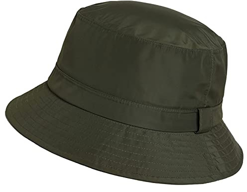 Comhats Cappello da pioggia unisex 100% impermeabile per passeggiate, ciclismo, con visiera e fascia elastica per il mento [rimuovere la pellicola protettiva su entrambi i lati della visiera], verde