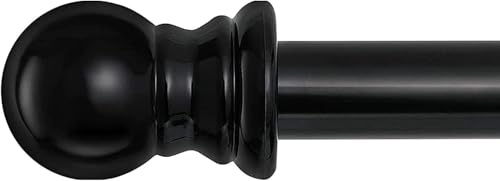 Black Curtain Rods for Windows 28 to 48 Inch - 1”Heavy Duty Curtain Rod with Adjustable Brackets,Stainless Steel Metal Drapery Rods for Kitchen,Bedroom,Sliding Door