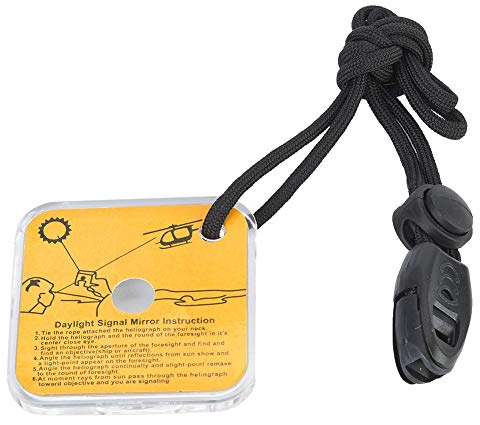 Plplaaoo Miroir de Survie & Signalisation Réfléchissant d'urgence - Réflecteur de Sauvetage en Acrylique avec Sifflet de Longe pour Randonnée, Camping la randonnée et Le - 57x57mm