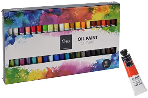 Spetebo Ölfarben-Set für Anfänger und Profis - 40 x 20 ml - Leuchtende Künstlerfarben für Ölmalerei - verschiedene bunte Farben für Öl Malerei inklusive Metallic Farben