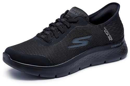 Skechers Zapatillas sin Cordones para Hombre: Go Walk Flex Hands Up, Negro/Negro, 43 EU