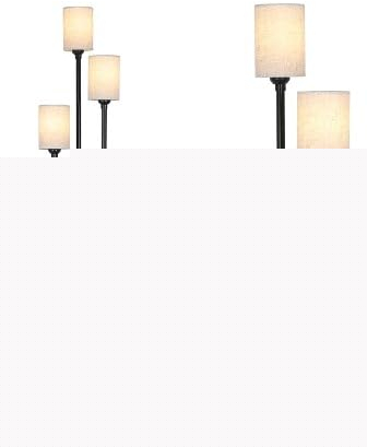 Winverty Lampada da Terra Salotto con Ripiani 3 Luci, Piantana con Paralume Lino e Interruttore a Pedale, Lampada da Terra E27 1.66M per Soggiorno Camera da letto