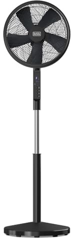 Black+Decker - Ventilador de Pie BXEFP51E | 55W | 3 Velocidades | 3 Modos: Natural, Brisa, Sueño | Altura Regulable 113-137cm | Función Oscilante | Pantalla LED | Bajo Consumo Energético | Silencioso