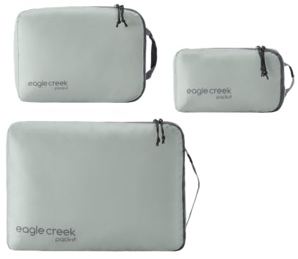 Eagle Creek Pack-It Isolate Cube Set - Packing Cubes for Stackable Storage - Convenient Top Handle - Easy Grab Zipper Pull - Storm Grey - XS/S/M - 3