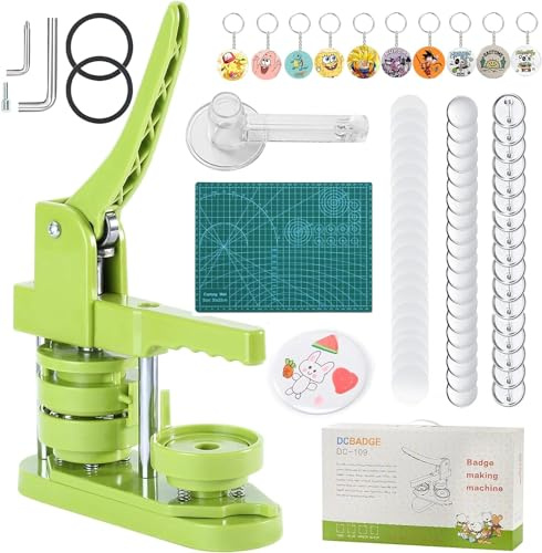 Rntfunre 58mm Buttonmaschine, Push Pull DIY Presse Abzeichen mit 110 Knöpfen, Bild, Kreisschneider für Menschen, Kinder DIY Geschenke Pin Maker