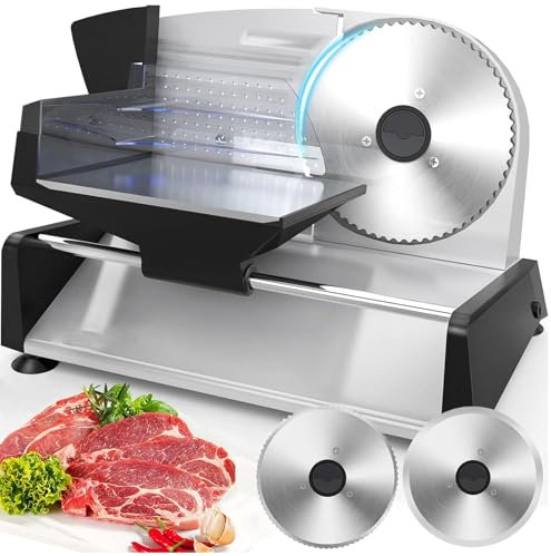 Affettatrice Elettrica per Carne, Affettatrice per Casa, con Spessore Regolabile 200 W 0–15 Mm Affettatrice per Pane Elettrica, Adatta per Case, Hotel, Ristoranti, Fabbriche, Facile da Pulire