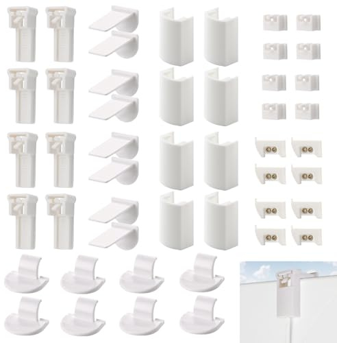 IETWATE 8 Kit 48 Stück Plissee Halterung Ohne Bohren, Plissee Klemmen Selbstklebend, Verstellbar Plissees Ersatzteile Klemmträger, für Haus Büro Schlafzimmer Wohnzimmer Plissees Ohne Bohren