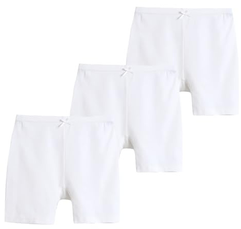 Allmeingeld Girls' Cotton Shorts Stretchy Bike Shorts White 4 Years