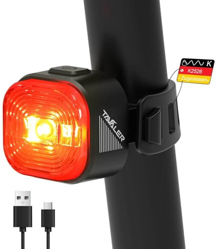 Tavaler Fahrrad Rücklicht LED | StVZO zugelassenes Rücklicht Fahrrad | USB-C Aufladbar Batterie Rücklicht | IPX6 Wasserdicht Fahrradlicht Hinten | 13 Stunden Leuchtdauer für Rennrad, MTB, E-Bike